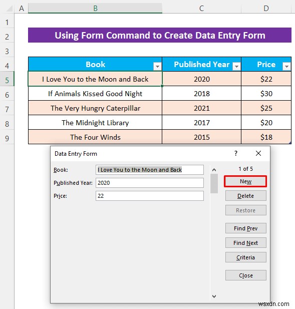 วิธีการสร้างแบบฟอร์มการป้อนข้อมูล Excel โดยไม่ต้องใช้ UserForm