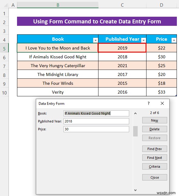 วิธีการสร้างแบบฟอร์มการป้อนข้อมูล Excel โดยไม่ต้องใช้ UserForm