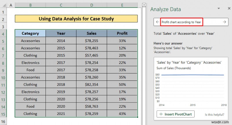 วิธีดำเนินการกรณีศึกษาโดยใช้การวิเคราะห์ข้อมูล Excel