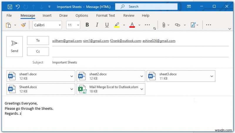 วิธีการรวมจดหมายจาก Excel ไปยัง Outlook พร้อมไฟล์แนบ (2 ตัวอย่าง)