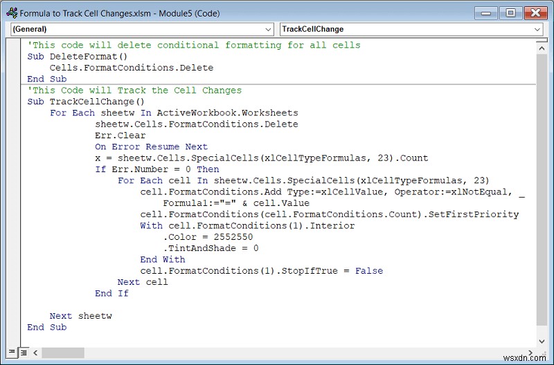 วิธีใช้สูตรเพื่อติดตามการเปลี่ยนแปลงของเซลล์ใน Excel (ด้วยขั้นตอนง่ายๆ)