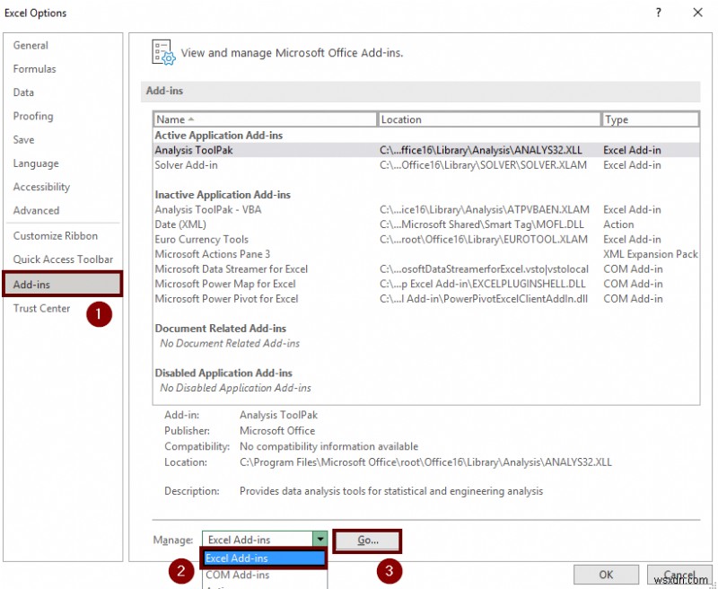 [แก้ไขแล้ว:] การวิเคราะห์ข้อมูลไม่แสดงใน Excel (โซลูชันที่มีประสิทธิภาพ 2 รายการ)