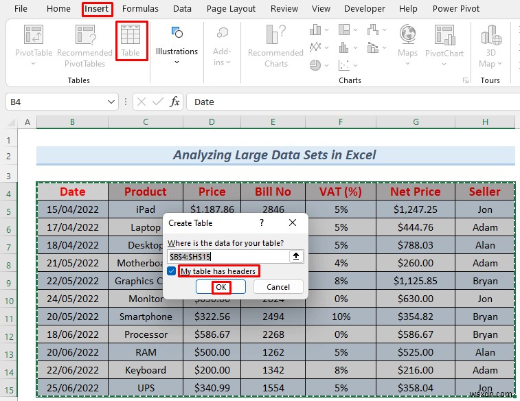 วิธีวิเคราะห์ชุดข้อมูลขนาดใหญ่ใน Excel (6 วิธีที่มีประสิทธิภาพ)