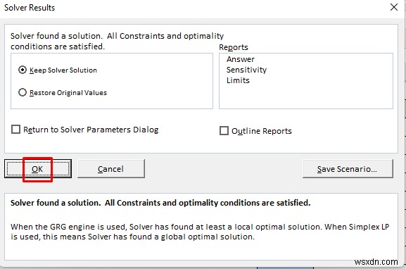 วิธีแก้ปัญหาการเขียนโปรแกรมเชิงเส้นแบบผสมผสานกับ Excel Solver