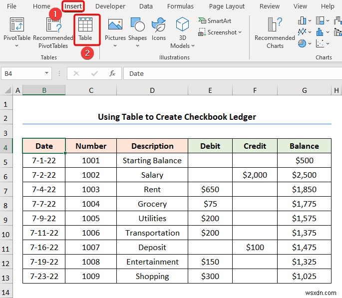 วิธีสร้างบัญชีแยกประเภทสมุดเช็คใน Excel (2 ตัวอย่างที่มีประโยชน์)