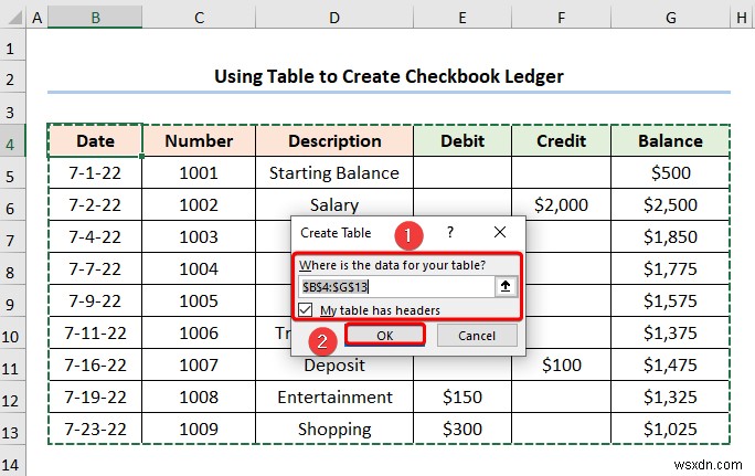 วิธีสร้างบัญชีแยกประเภทสมุดเช็คใน Excel (2 ตัวอย่างที่มีประโยชน์)