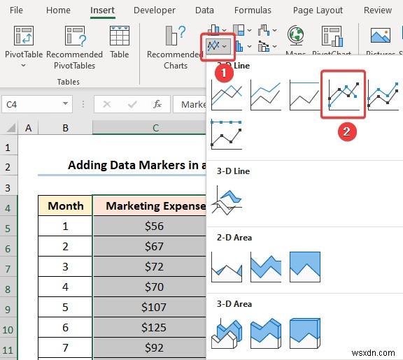 วิธีการเพิ่มตัวทำเครื่องหมายข้อมูลใน Excel (2 ตัวอย่างง่ายๆ)