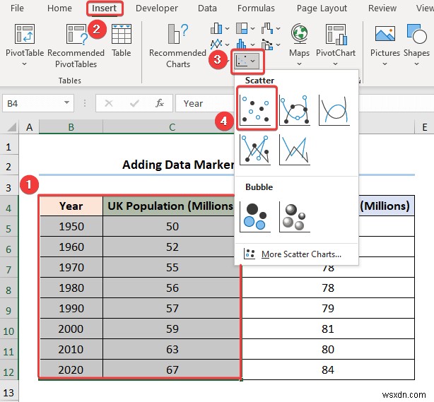 วิธีการเพิ่มตัวทำเครื่องหมายข้อมูลใน Excel (2 ตัวอย่างง่ายๆ)