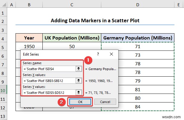 วิธีการเพิ่มตัวทำเครื่องหมายข้อมูลใน Excel (2 ตัวอย่างง่ายๆ)