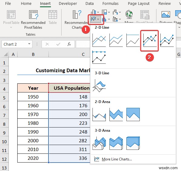 วิธีการเพิ่มตัวทำเครื่องหมายข้อมูลใน Excel (2 ตัวอย่างง่ายๆ)