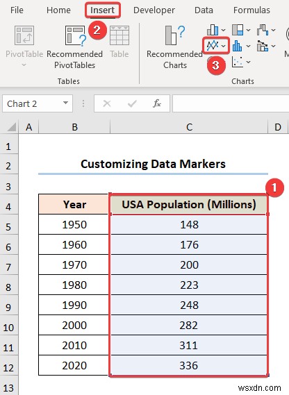 วิธีการเพิ่มตัวทำเครื่องหมายข้อมูลใน Excel (2 ตัวอย่างง่ายๆ)