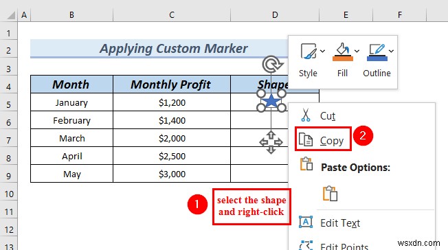 วิธีการเปลี่ยนรูปร่างเครื่องหมายในกราฟ Excel (วิธีง่ายๆ 3 วิธี)