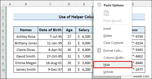 วิธีการซ่อนข้อมูลที่เป็นความลับใน Excel (5 วิธีง่ายๆ)