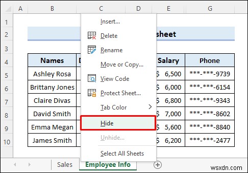 วิธีการซ่อนข้อมูลที่เป็นความลับใน Excel (5 วิธีง่ายๆ)