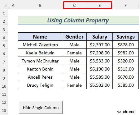 วิธีซ่อนคอลัมน์ด้วยปุ่มใน Excel (วิธีที่เหมาะสม 4 วิธี)