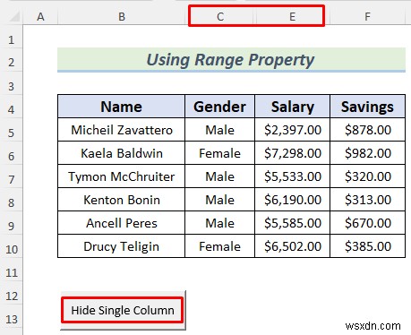 วิธีซ่อนคอลัมน์ด้วยปุ่มใน Excel (วิธีที่เหมาะสม 4 วิธี)