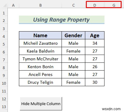 วิธีซ่อนคอลัมน์ด้วยปุ่มใน Excel (วิธีที่เหมาะสม 4 วิธี)