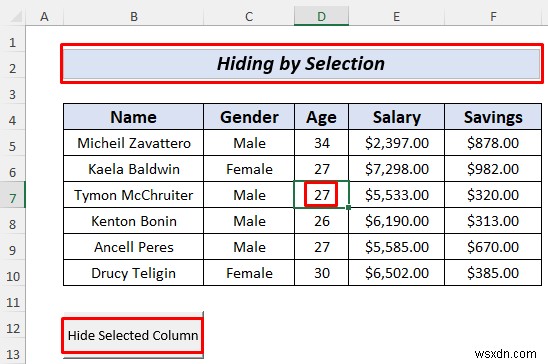 วิธีซ่อนคอลัมน์ด้วยปุ่มใน Excel (วิธีที่เหมาะสม 4 วิธี)