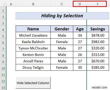 วิธีซ่อนคอลัมน์ด้วยปุ่มใน Excel (วิธีที่เหมาะสม 4 วิธี)