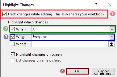 วิธีเปิดใช้งานการติดตามการเปลี่ยนแปลงใน Excel (พร้อมการปรับแต่ง)