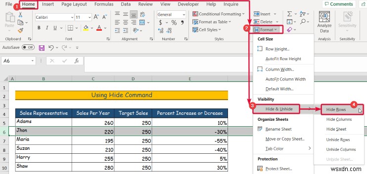 วิธีการซ่อนข้อมูลใน Excel (6 วิธีง่ายๆ)