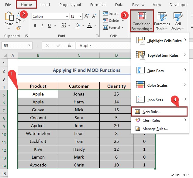 วิธีการเปลี่ยนสีแถวตามค่าของเซลล์ใน Excel