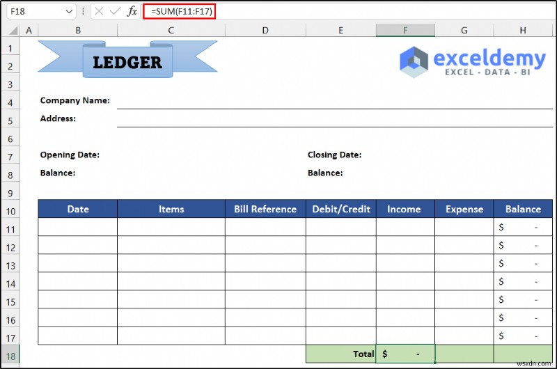 วิธีดูแลสมุดบัญชีแยกประเภทใน Excel (ด้วยขั้นตอนง่ายๆ)