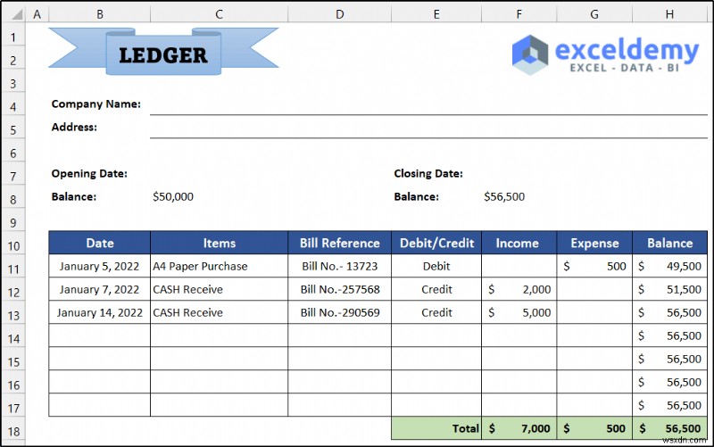 วิธีดูแลสมุดบัญชีแยกประเภทใน Excel (ด้วยขั้นตอนง่ายๆ)