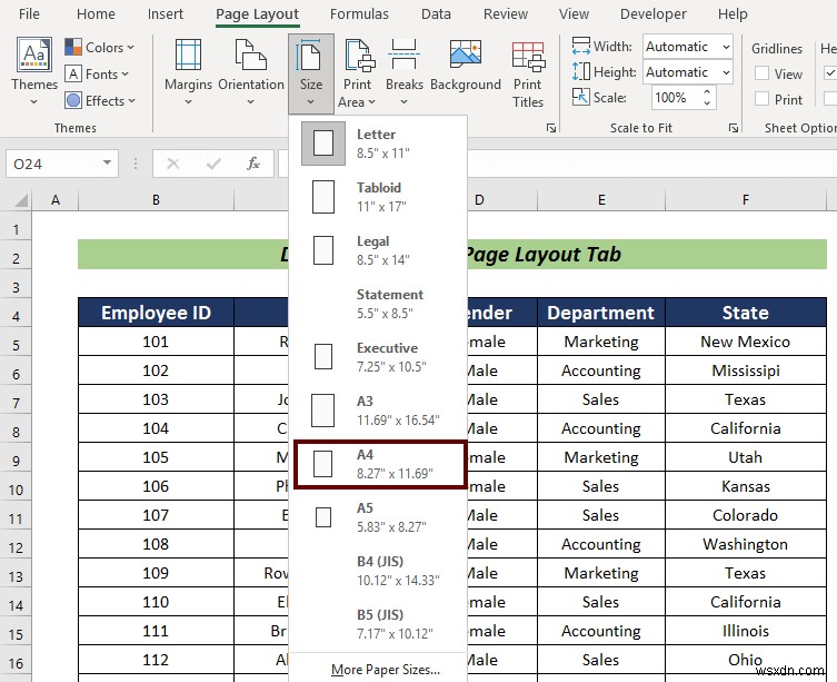 วิธีพิมพ์แผ่นงาน Excel แบบเต็มหน้าในขนาด A4 (5 วิธีง่ายๆ)