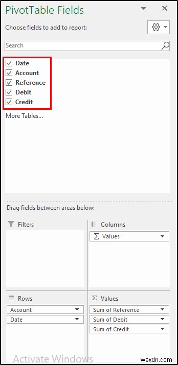 สร้างบัญชีแยกประเภททั่วไปใน Excel จากข้อมูลสมุดรายวันทั่วไป