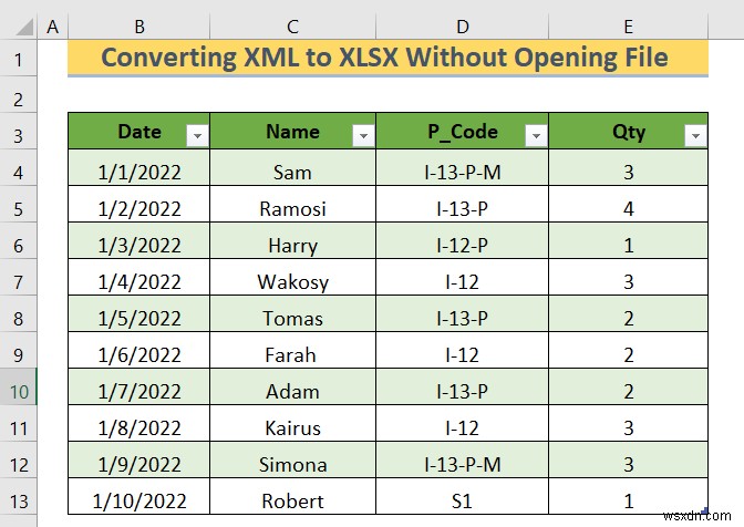 วิธีการแปลง XML เป็น XLSX โดยไม่ต้องเปิดไฟล์