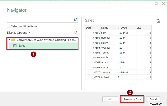 วิธีการแปลง XML เป็น XLSX โดยไม่ต้องเปิดไฟล์