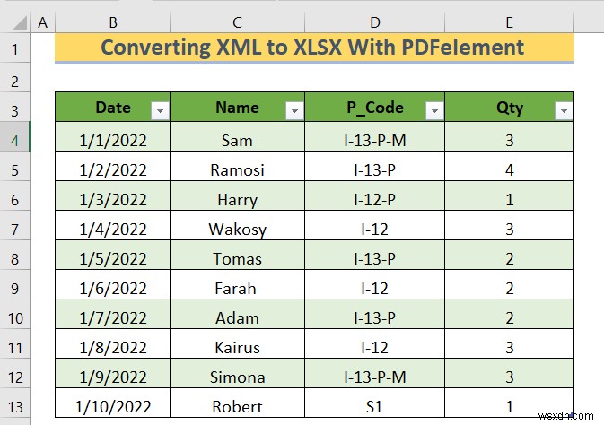 วิธีการแปลง XML เป็น XLSX โดยไม่ต้องเปิดไฟล์