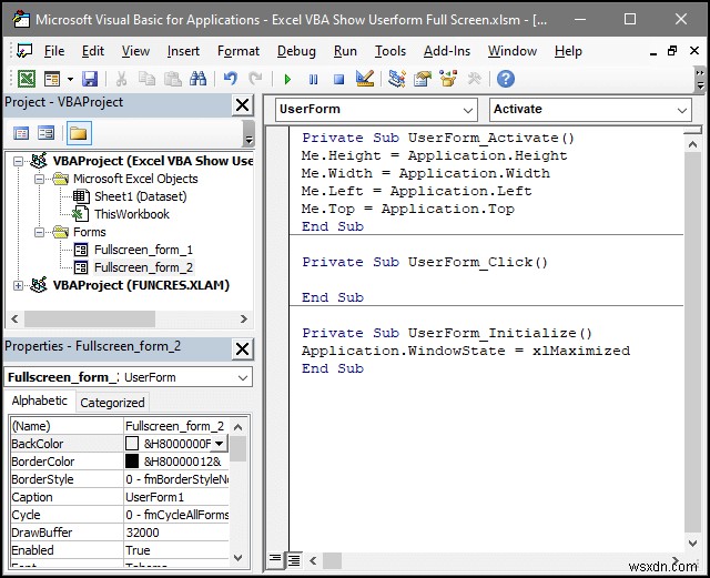 Excel VBA:แสดง Userform แบบเต็มหน้าจอ (4 วิธีง่ายๆ)