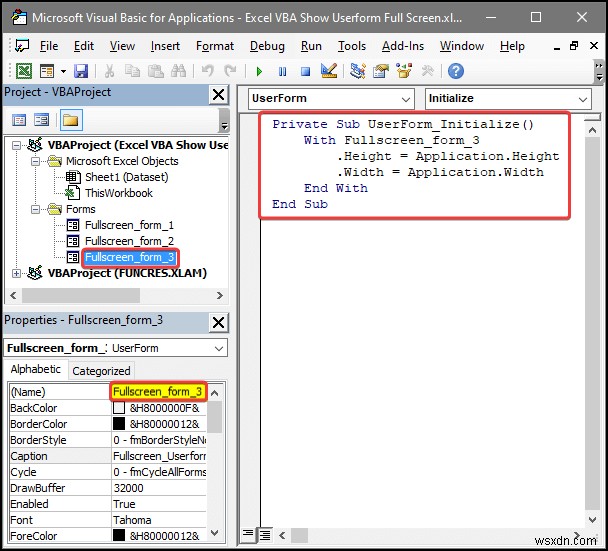 Excel VBA:แสดง Userform แบบเต็มหน้าจอ (4 วิธีง่ายๆ)