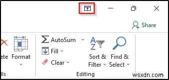 วิธีแสดงแบบเต็มหน้าจอโดยไม่มีแถบชื่อเรื่องใน Excel (3 วิธีง่ายๆ)