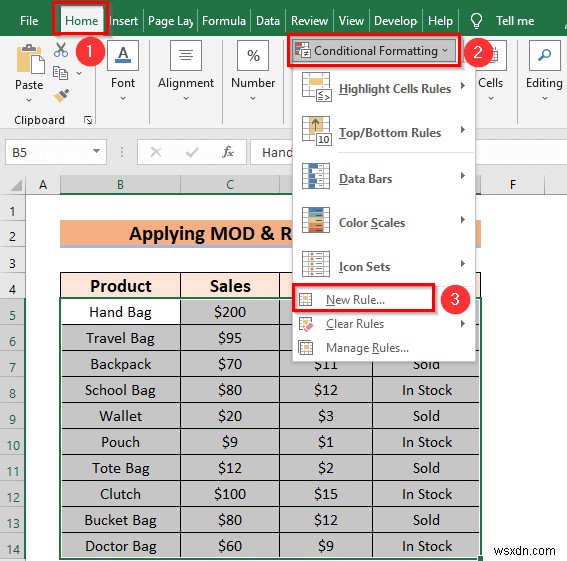 วิธีการเปลี่ยนสีแถวใน Excel โดยไม่ต้องใช้ตาราง (5 วิธี)