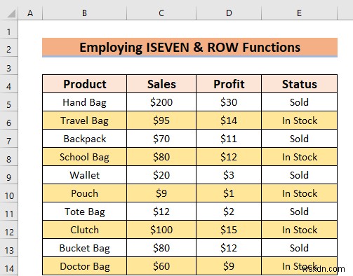 วิธีการเปลี่ยนสีแถวใน Excel โดยไม่ต้องใช้ตาราง (5 วิธี)