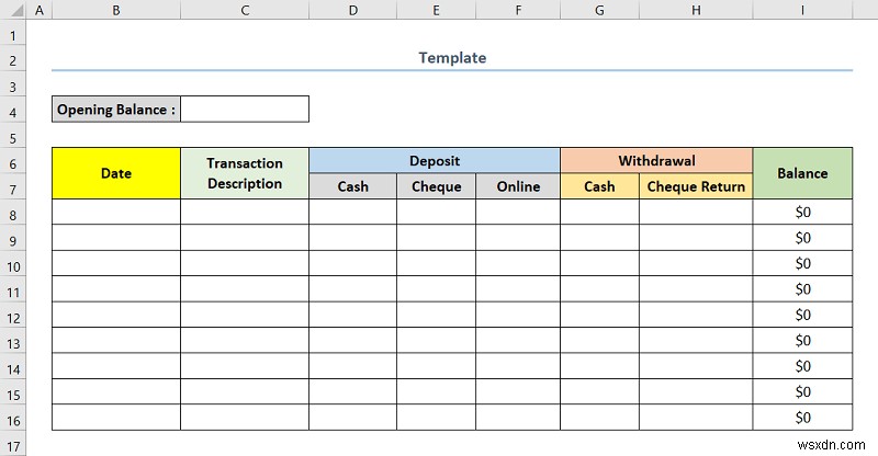 วิธีการสร้างบัญชีแยกประเภทธนาคารใน Excel (ด้วยขั้นตอนง่ายๆ)