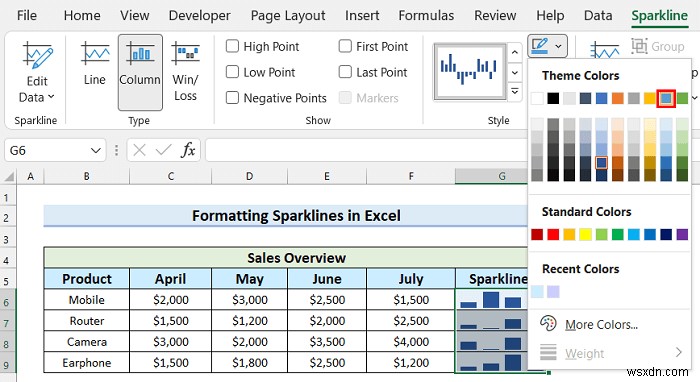 วิธีการเพิ่มเครื่องหมายในเส้นแบบประกายไฟใน Excel (ด้วยขั้นตอนง่ายๆ)