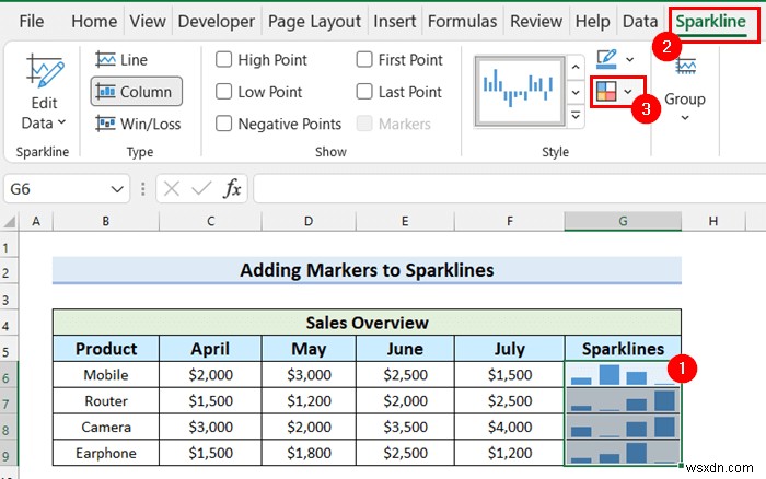 วิธีการเพิ่มเครื่องหมายในเส้นแบบประกายไฟใน Excel (ด้วยขั้นตอนง่ายๆ)