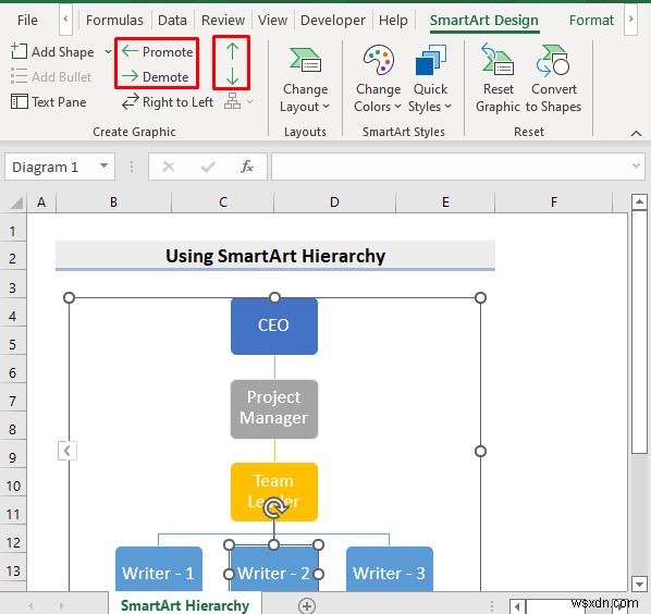 วิธีใช้ลำดับชั้น SmartArt ใน Excel (ด้วยขั้นตอนง่ายๆ)