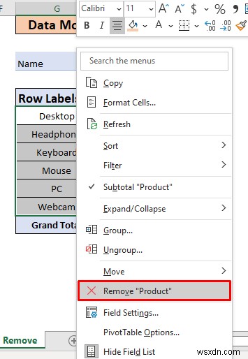 เอาตัวแบบข้อมูลออกจาก Pivot Table ใน Excel (ด้วยขั้นตอนง่ายๆ)