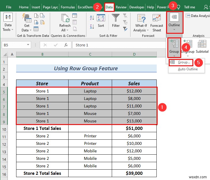 วิธีการเพิ่มลำดับชั้นของแถวใน Excel (2 วิธีง่ายๆ)