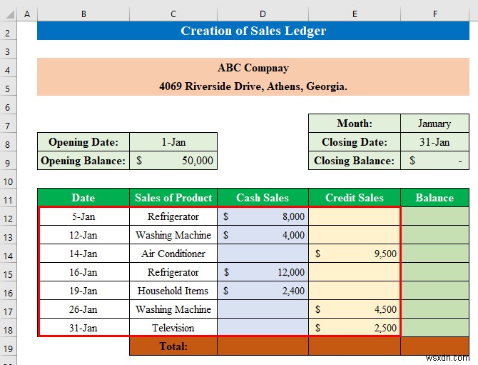 วิธีสร้างบัญชีแยกประเภทการขายและการซื้อใน Excel