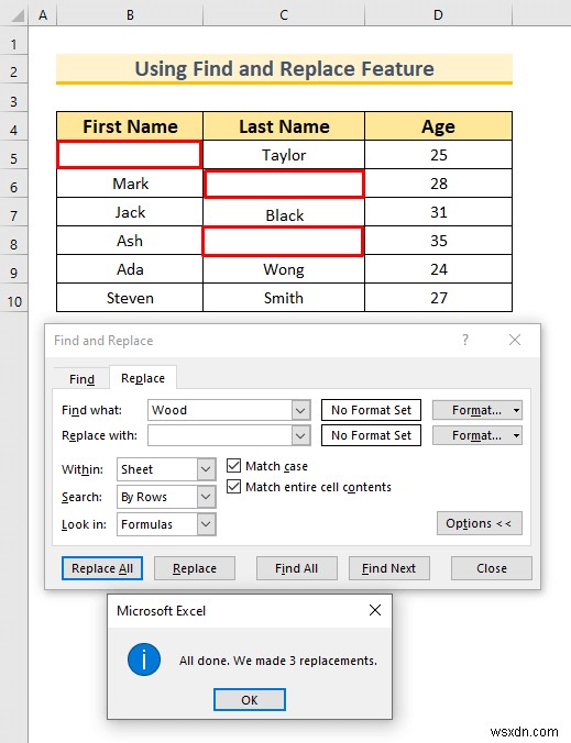 วิธีการล้างเซลล์ที่มีค่าบางอย่างใน Excel (2 วิธี)