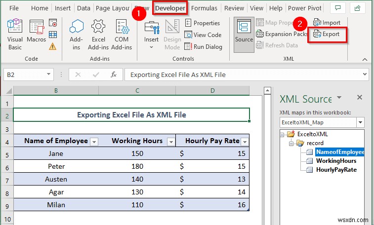 วิธีการบันทึกไฟล์ Excel เป็นการแมปข้อมูล XML (ด้วยขั้นตอนง่ายๆ)