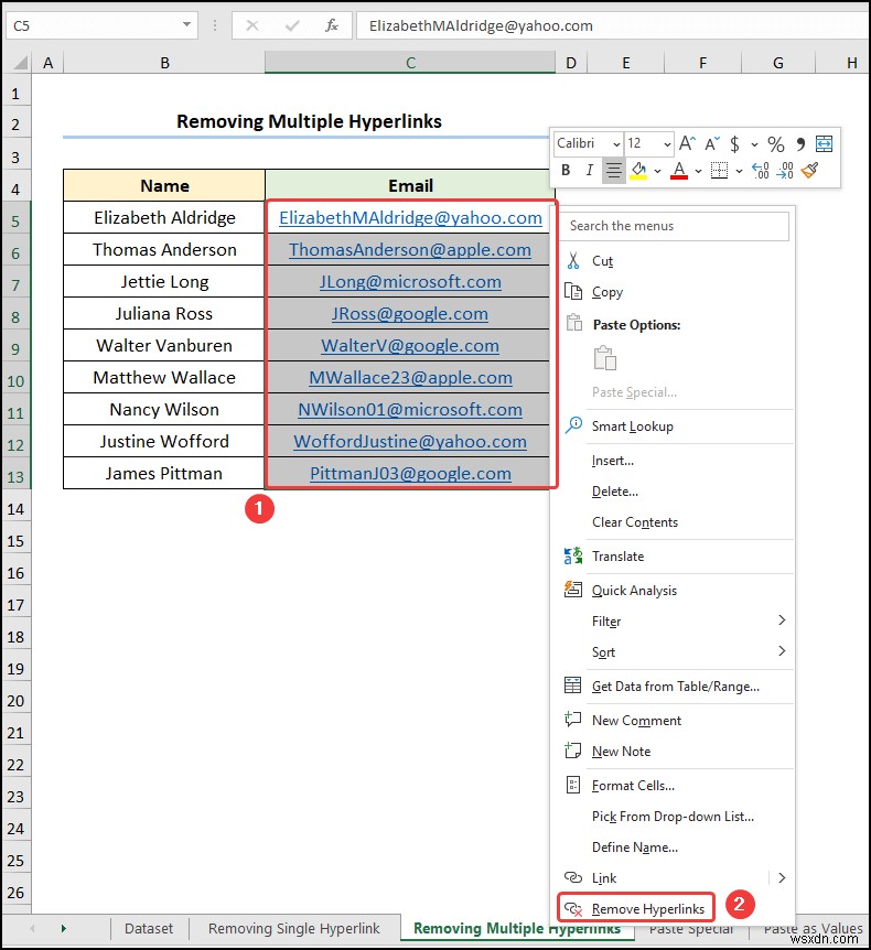 วิธีการลบลิงก์ที่ซ่อนอยู่ใน Excel (5 วิธีง่ายๆ)