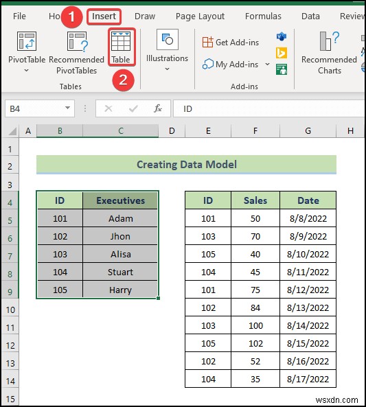 วิธีรับข้อมูลจากตัวแบบข้อมูลใน Excel (2 วิธีง่ายๆ)