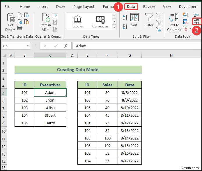 วิธีรับข้อมูลจากตัวแบบข้อมูลใน Excel (2 วิธีง่ายๆ)